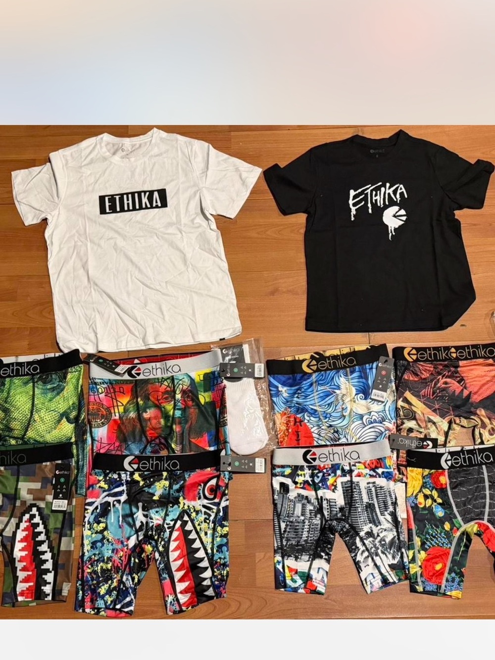 ethika Kids Mixed Color Graphic Boxer Shorts and Tees Pack large and small boys
